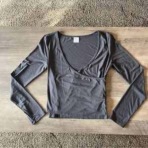 Athleta With Ease Wrap Top Black Sand Small
